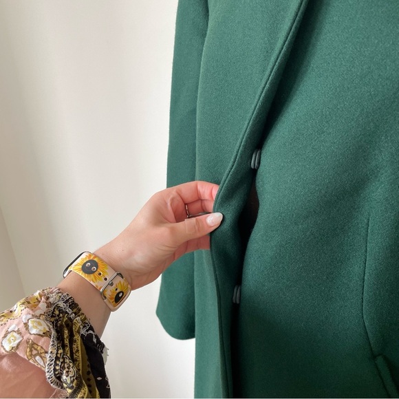 Piazza Sempione Green Wool Pointed Collar Pleated Back Long Coat EUC IT 48 US 12 - Picture 9 of 12